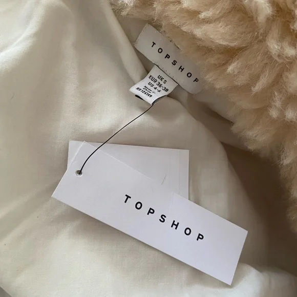 Topshop Jonas faux shearling zip fur coat borg Sherpa - Picture 9 of 14